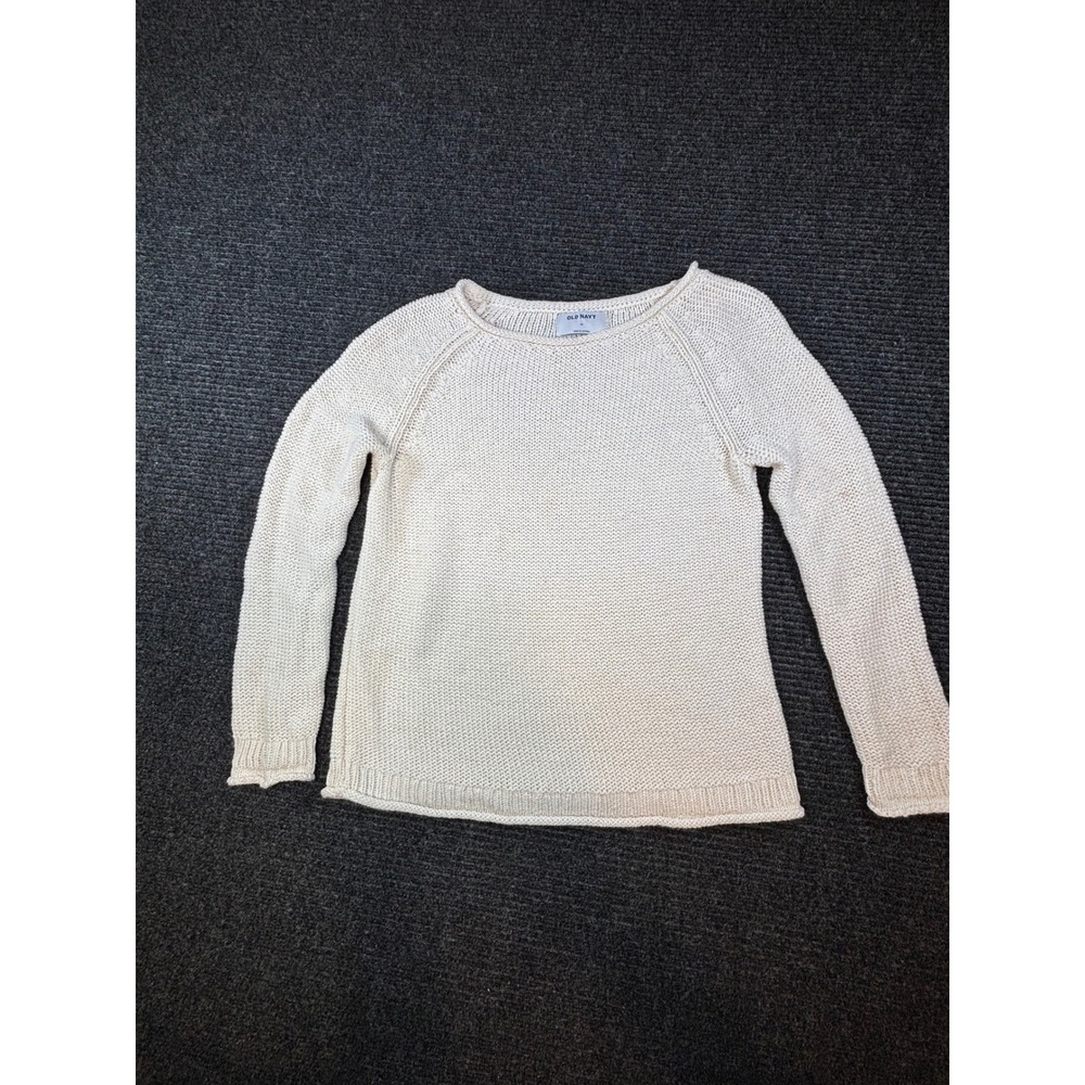 Old Navy Womens XS Cream White Garter Stitch Raglan Sleeve Boat Neck Sweater